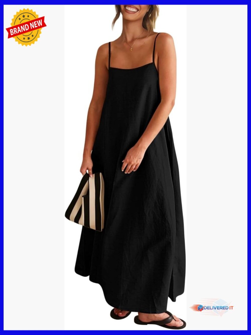 Linen Maxi Dress - Spaghetti Strap Flowy Summer Sundress